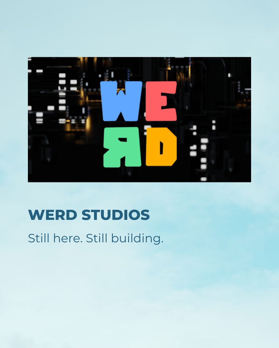 BobaMintHolding's tweet image. From hype to crash to clarity—Web3 gaming is entering a new era. Real teams. Real products. Real utility.
At WERD Studios, we’re still here—still building the future of gaming.
The next chapter starts now.

#WERDstudios #web3gaming #p2e #nft #metaverse #cryptogaming #gamingapp