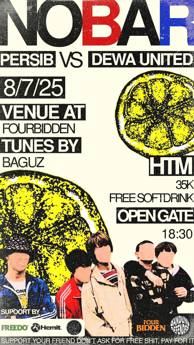 BANDUNG DEFENDER
Proudly present

Piala Presiden

1933 vs Dewa United

8/7/2025
Open gate 18.30

Lead by :  bagus

At Fourbidden 
Gudang Selatan 22, Bandung

“Support Your Friend Don’t Ask For Free Shit, Pay For It.”

#NobarPersib