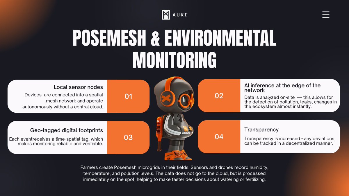 ANTON | UCANSEE (Ø,G) (@ucanseeofficial) on Twitter photo Decentralized Monitoring of the Environment with <a href="/AukiNetwork/">Auki | The Posemesh</a>
What if the earth could securely and locally monitor itself without the need for centralized APIs or cloud servers?
Posemesh opens the door to a new form of environmental intelligence.
Without disclosing private Decentralized Monitoring of the Environment with <a href="/AukiNetwork/">Auki | The Posemesh</a>
What if the earth could securely and locally monitor itself without the need for centralized APIs or cloud servers?
Posemesh opens the door to a new form of environmental intelligence.
Without disclosing private