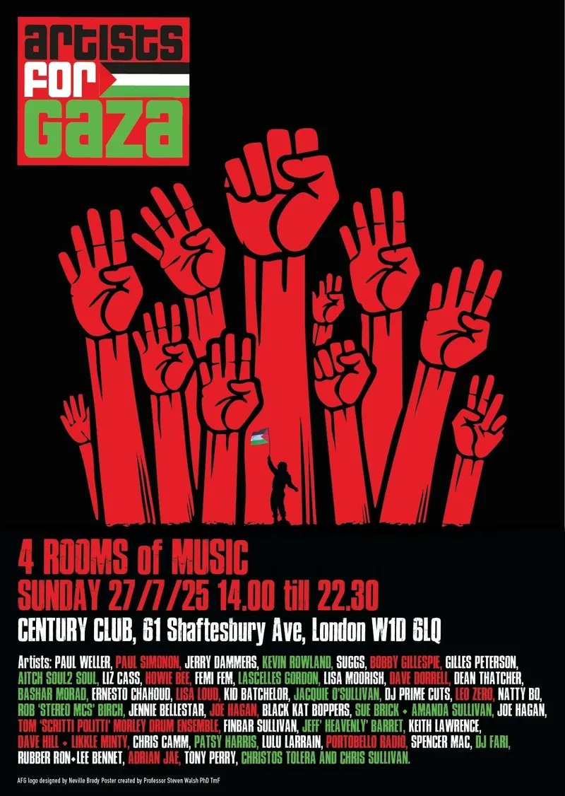 Paul Weller, Bobby Gillespie, Paul Simonon &amp; more return for Artists For Gaza fundraiser, curated by club maven Chris Sullivan. 

All proceeds will go towards food relief &amp; frontline medical support for children In Gaza - 

clashmusic.com/news/paul-well…