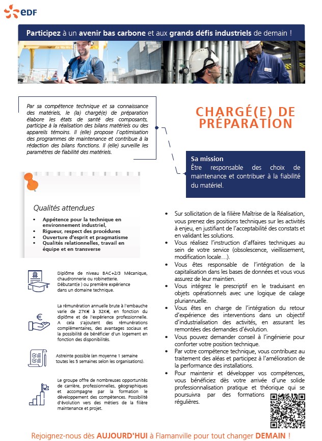 EDFFlamanville's tweet image. Mode #vacances activé😎☀️
Vous êtes à la plage, en terrasse, un livre à la main et songez déjà à la rentrée.
Et si vous vous lanciez un nouveau défi pro ?
➡️EDF Flamanville recrute #maintenance !
Technicien, chargé de préparation, chargé d'affaires : voici les fiches métiers✅