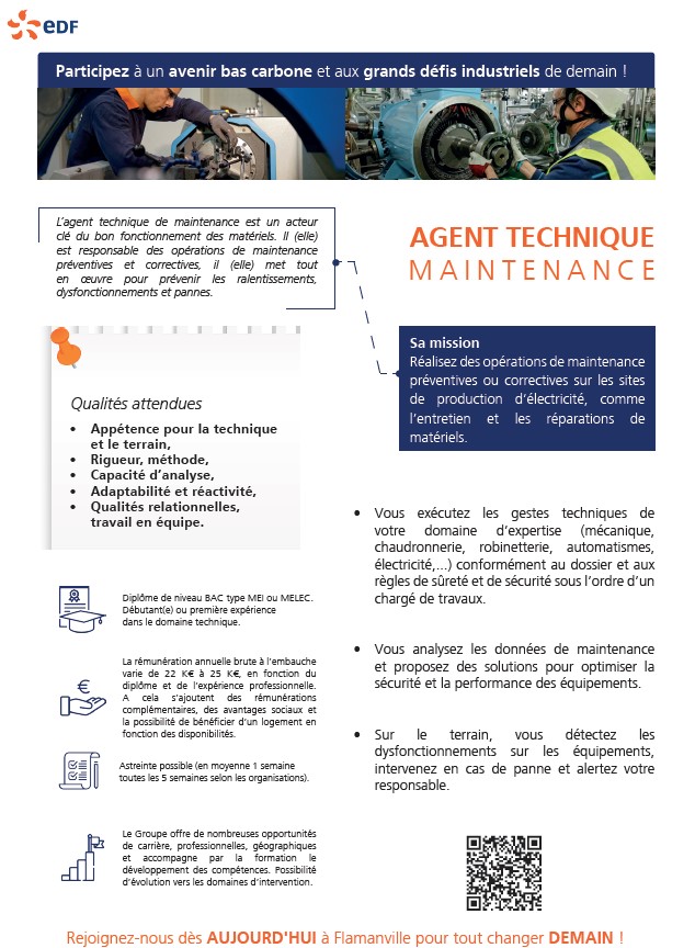 EDFFlamanville's tweet image. Mode #vacances activé😎☀️
Vous êtes à la plage, en terrasse, un livre à la main et songez déjà à la rentrée.
Et si vous vous lanciez un nouveau défi pro ?
➡️EDF Flamanville recrute #maintenance !
Technicien, chargé de préparation, chargé d'affaires : voici les fiches métiers✅