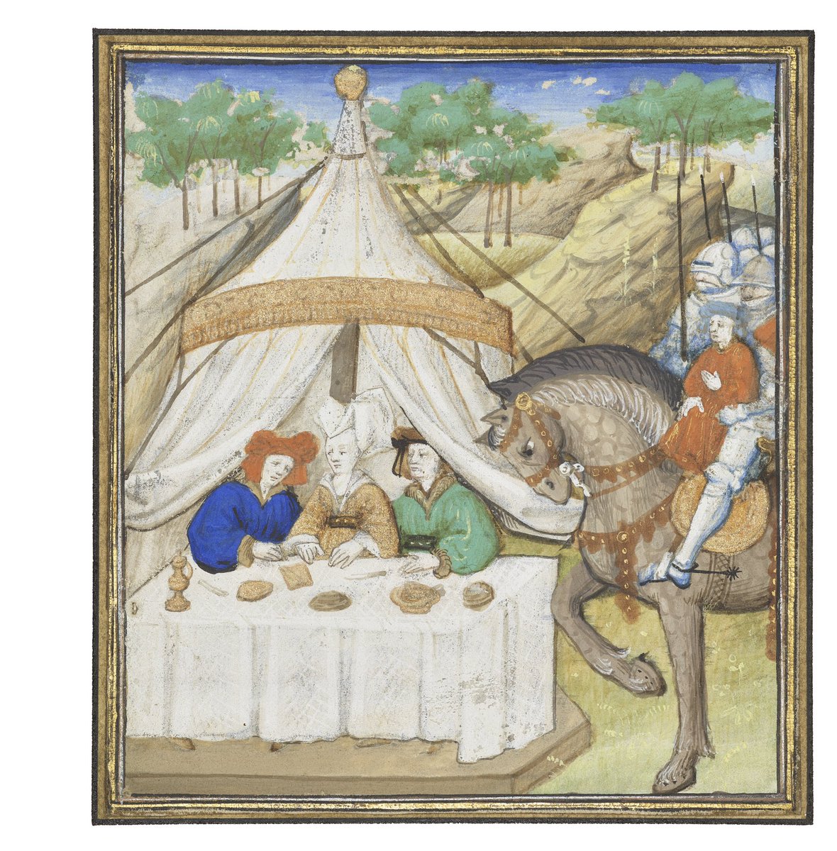 Lancelot dining with a knight and his sweetheart: miniature cut from the famous Arthurian romance illuminated by the Dunois Master

Live auction in London in two days - 9 July, 12pm BST