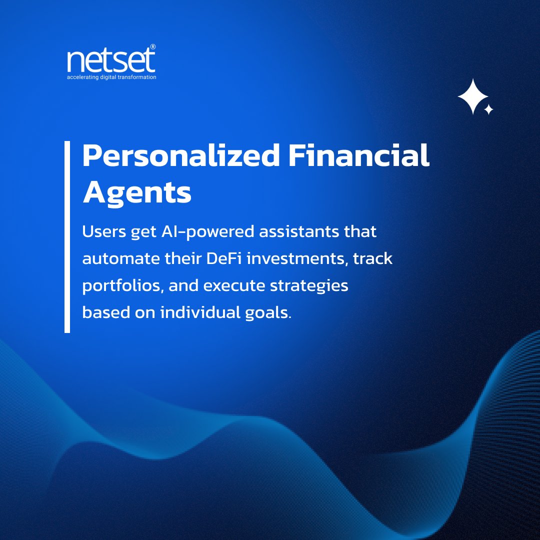 NetSet_Software's tweet image. AI Agents are redefining the future of DeFi & On-Chain Automation. 💡
From optimizing gas fees to real-time risk detection, here’s how AI is transforming decentralized finance.
👇 Swipe through this carousel to see the impact.
#DeFi #AIinBlockchain #NetSetSoftware