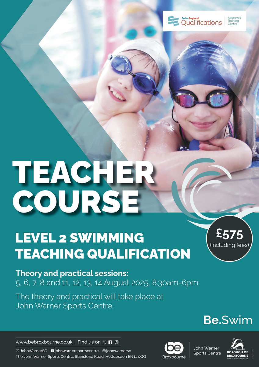 Becoming a qualified swimming teacher with our upcoming course 🏊

Our Level 2 SEQ Swimming Teacher Qualification is running this August at John Warner Sports Centre.

🗓️ 5 to 8 and 11 to 14 August, 8.30am to 6.00pm
📍 John Warner Sports Centre

Full info: ow.ly/7BB250WiPss