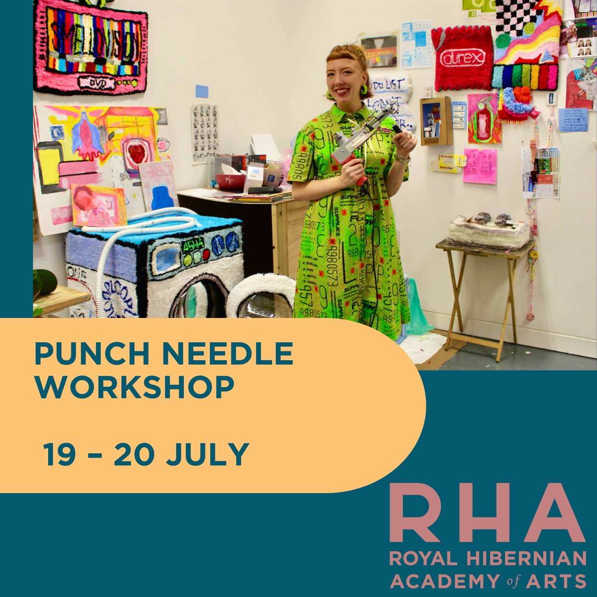 This workshop, reflecting Asha Murray’s practice, will explore art making through the medium of tufting. 

Punch Needle Workshop with Asha Murray 

Dates: 19 – 20 July
Time: 11am – 4pm
Price: €100 - booking essential

See hagallery.ie/events/public-… for full details.