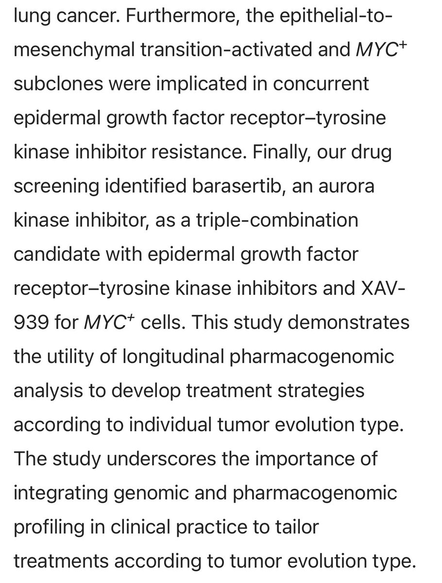 “This study demonstrates the utility of longitudinal pharmacogenomic analysis to develop treatment strategies according to individual tumor evolution type.”

nature.com/articles/s1227…