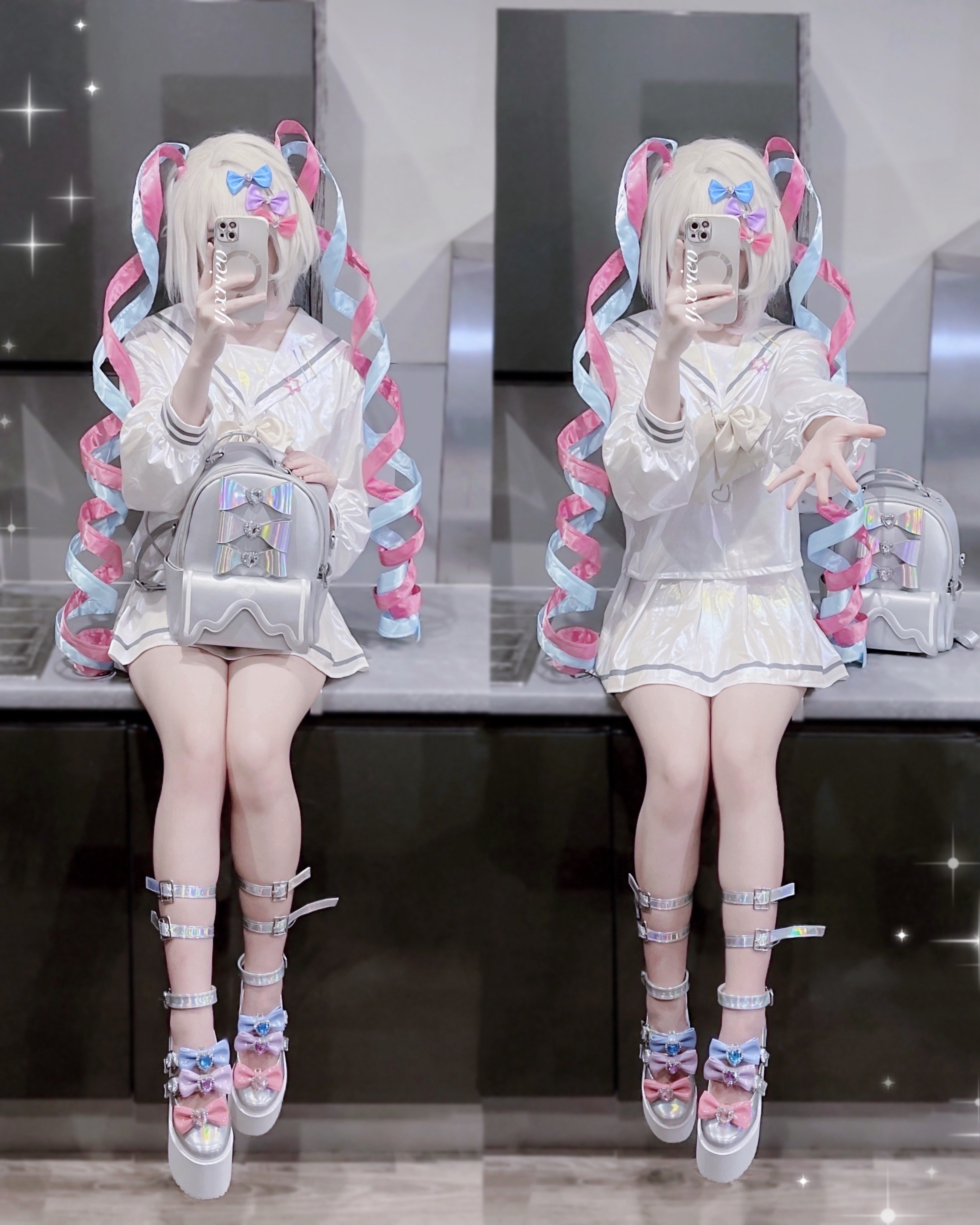 にゃんじ　hollowMV フラワー衣装 フラワー刺繍フェイクレースドレス/透け/フリル/ビジュー/谷間