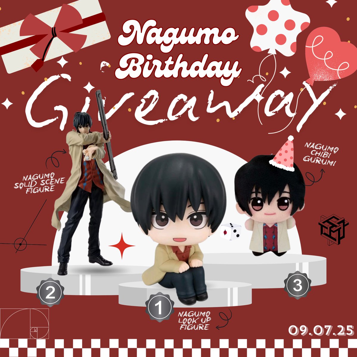 ✧₊˚. GIVEAWAY ‧₊˚✧

      HAPPY BIRTHDAY 
🎈🎂 NAGUMO 🎲♥️

แจกของต้อนรับวันเกิดนางุโมะ 🎁

𝟏. นั่งจ๋องนางุโมะ (สุ่มจากรี+ฟลว.)
𝟐. ฟิกเกอร์นางุโมะ (สุ่มจากรี)
𝟑. จิบินุยนางุโมะ (สุ่มจากรี)

สงวนสิทธิ์เฉพาะคนตามซากะเดย์ ห้ามนำไปขายแจกแลกต่อนะค้าบ ୧(꘎ꔷ◡ꔷ꘎)୨