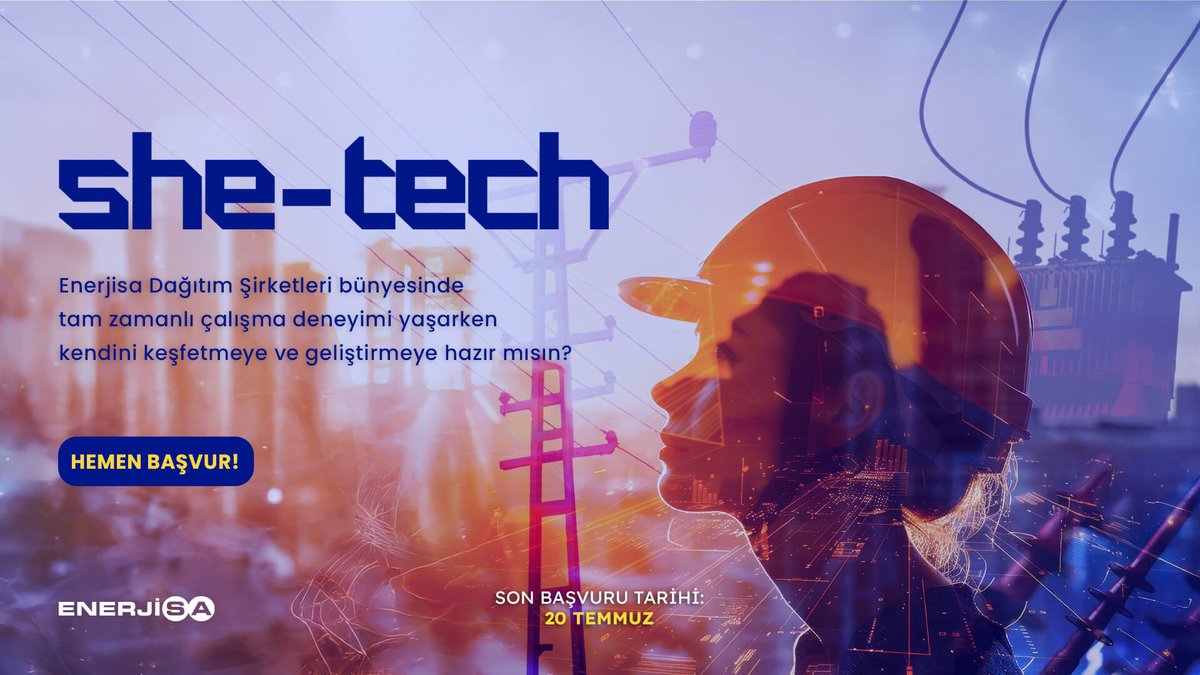 meukariyer's tweet photo. Yeni Mezun Mühendisler Enerjisa She-Tech Kariyer Programı başvuruları başladı! 
 🔗 Hemen başvur, Enerjisa'nın She-Tech programına seçilen genç mühendislerden biri ol!
https://t.co/LLgkM1R8yy
#Enerjisa #SheTech #Youthall #Kariyer #MeüKariyerMerkezi #MeuKariyer https://t.co/Fai24m8PWe