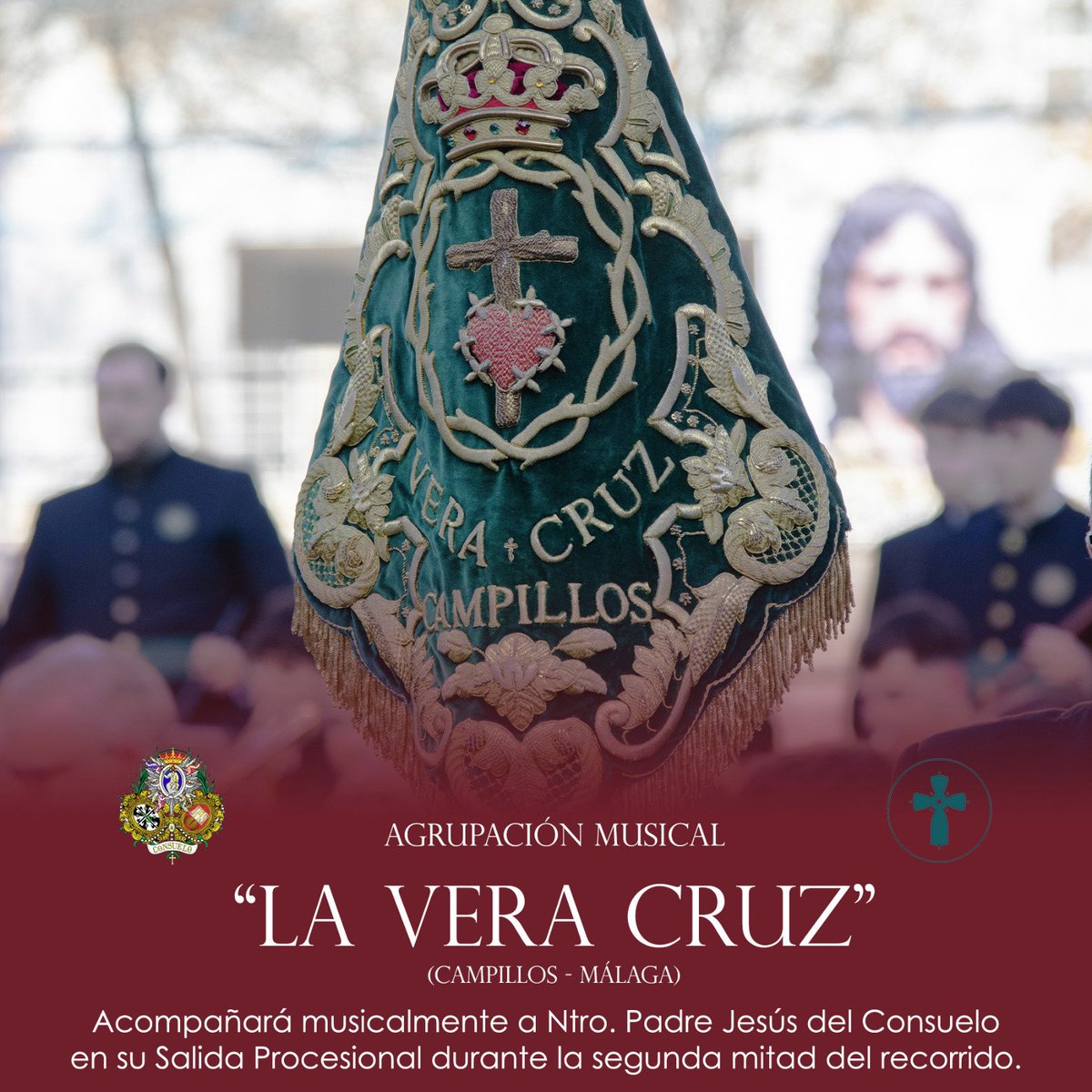 🔴🟢📝 𝐁𝐀𝐍𝐃𝐀𝐒 𝐂𝐔𝐀𝐑𝐄𝐒𝐌𝐀 𝟐𝟎𝟐𝟔
 
La Junta Directiva comunica el contrato acordado para el acompañamiento musical de Ntro. Padre Jesús del Consuelo en la Cuaresma de 2026

Recorrido de Ida - <a href="/VeraCruzLP/">Vera-Cruz de Los Palacios</a>
Recorrido de Vuelta - <a href="/AmVeracruzCamp/">La Vera Cruz de Campillos</a>

#ElConsueloSigueAndando