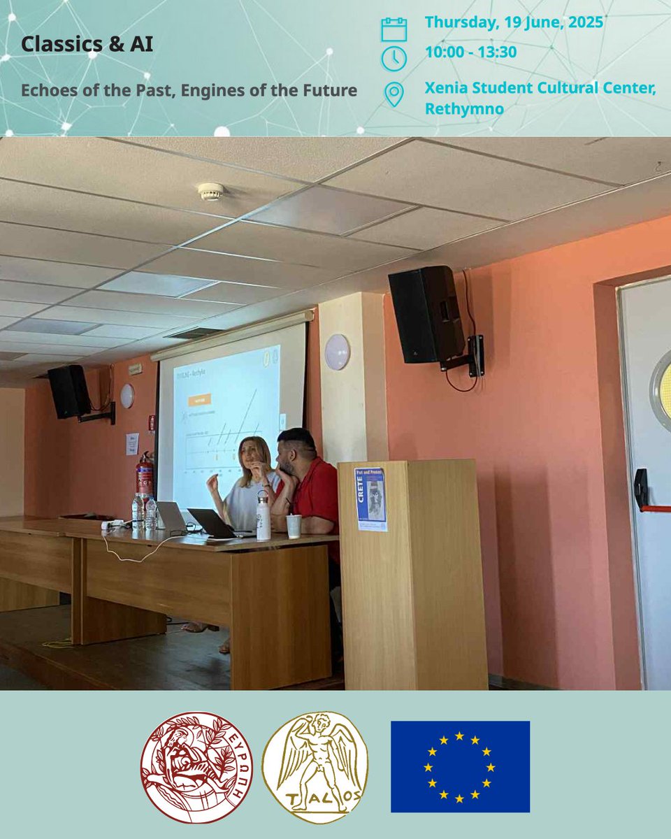 talosai_uoc's tweet image. 🚀 Successful AI session at Crete Past and Present 2025: Crete on Stage summer school!
👉 See more about the course & access the material here:
talos-ai4ssh.uoc.gr/training/train…
#TALOSLab #AI4SSH #KnowledgeGraphs #DigitalHumanities #CreteOnStage #ClassicsAndAI #SummerSchool2025