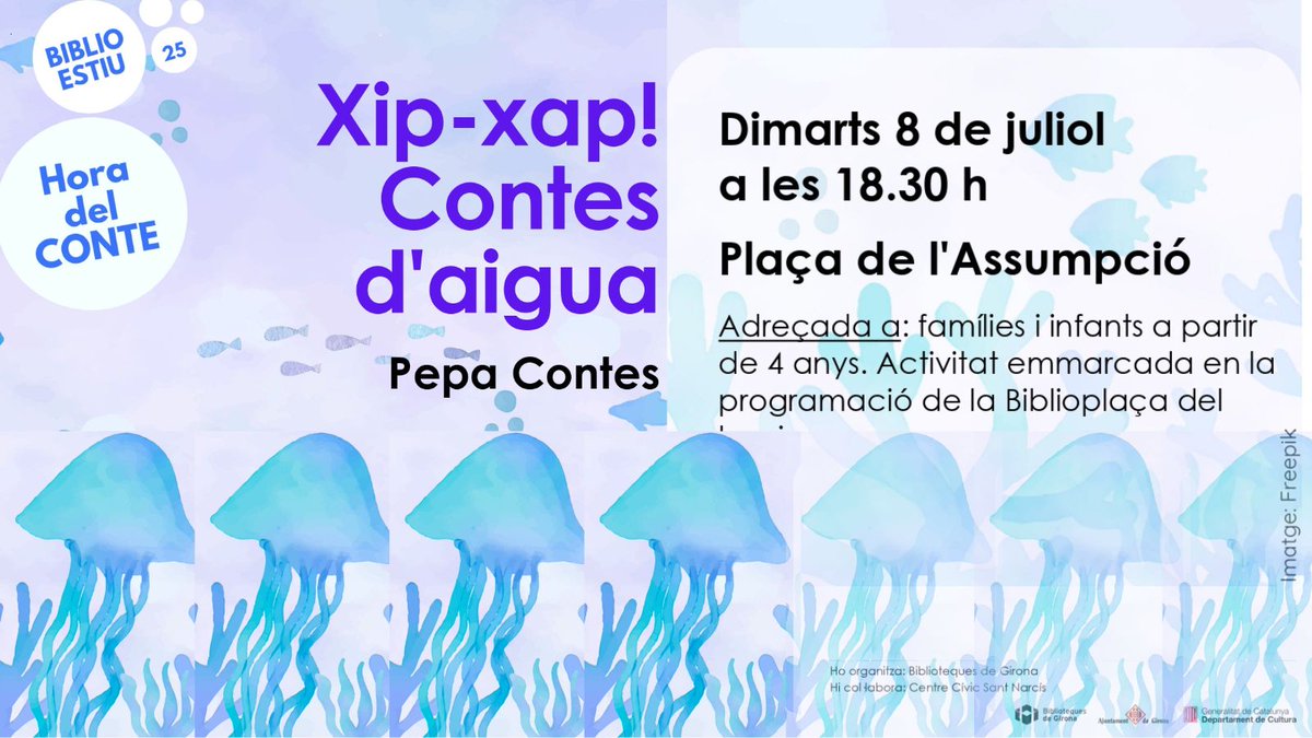 Biblioteques de Girona (@biblioteques_gi) on Twitter photo Xip-xap! La <a href="/pepa/">garcía observaciones</a>.contes us espera a la #Biblioplaça de l'Assumpció per explicar contes ben frescos.🫧
📅Dimarts, 8 de juliol
🕟18.30 h.
#Biblioestiu2025 Xip-xap! La <a href="/pepa/">garcía observaciones</a>.contes us espera a la #Biblioplaça de l'Assumpció per explicar contes ben frescos.🫧
📅Dimarts, 8 de juliol
🕟18.30 h.
#Biblioestiu2025