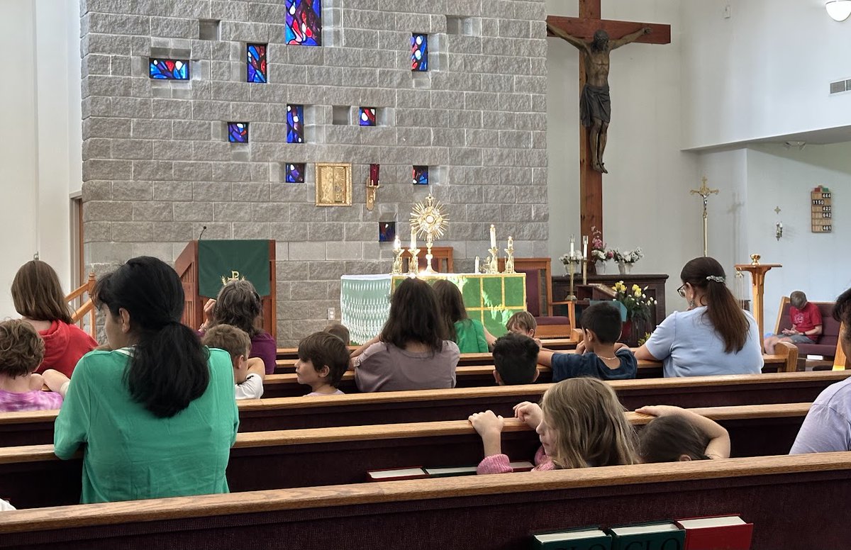 TheHappyPriest's tweet image. Our parish's Vacation Bible School starts today! The first and most important time on the schedule: a few minutes in Christ's presence in Eucharistic Adoration