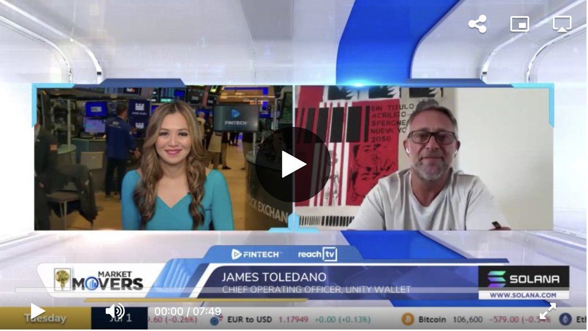 unity_wallet's tweet image. In case you missed our COO's (@jamestoledano) appearance on @FintechTvGlobal last week --just in time for the opening bell on Wall Street
fintech.tv/the-future-of-…