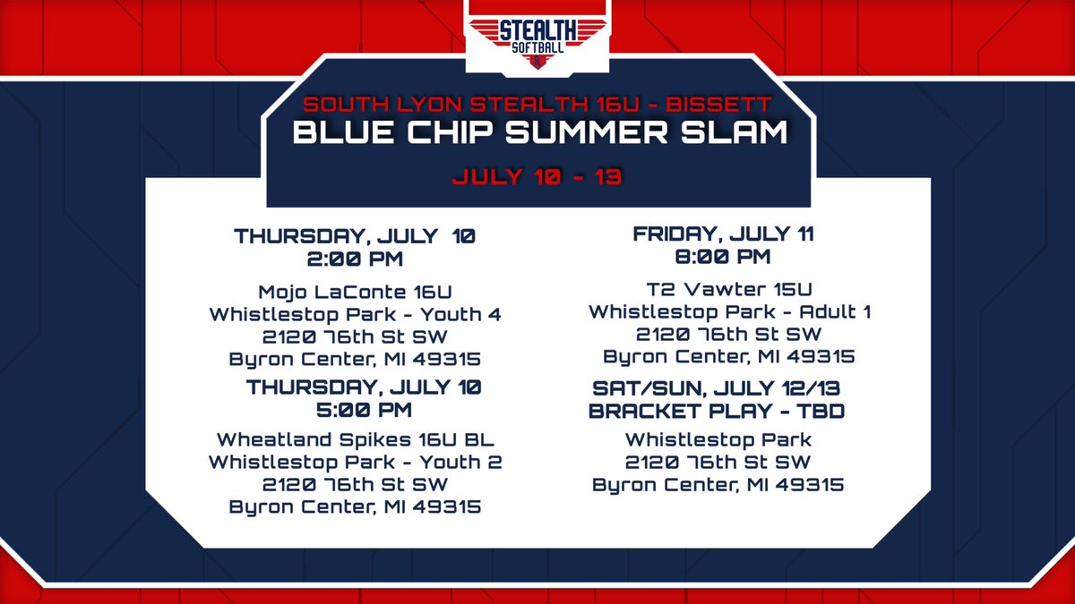 Last chance to watch this team in Michigan! Ready to take on the field at the Blue Chip in Byron Center.