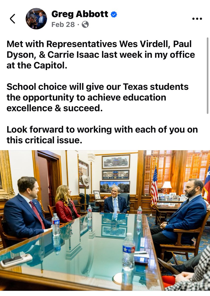 <a href="/amyDfennell/">Amy Duncan Fennell</a> <a href="/olcott4texas/">Mike Olcott</a> <a href="/AndyHopperTX/">Andy Hopper</a> <a href="/wesvirdelltx/">Wes Virdell, TX State Rep</a> They were too busy sitting on Santa Anna’s lap to focus on the basics. 

School Choice is the reason more pressing issues were ignored.