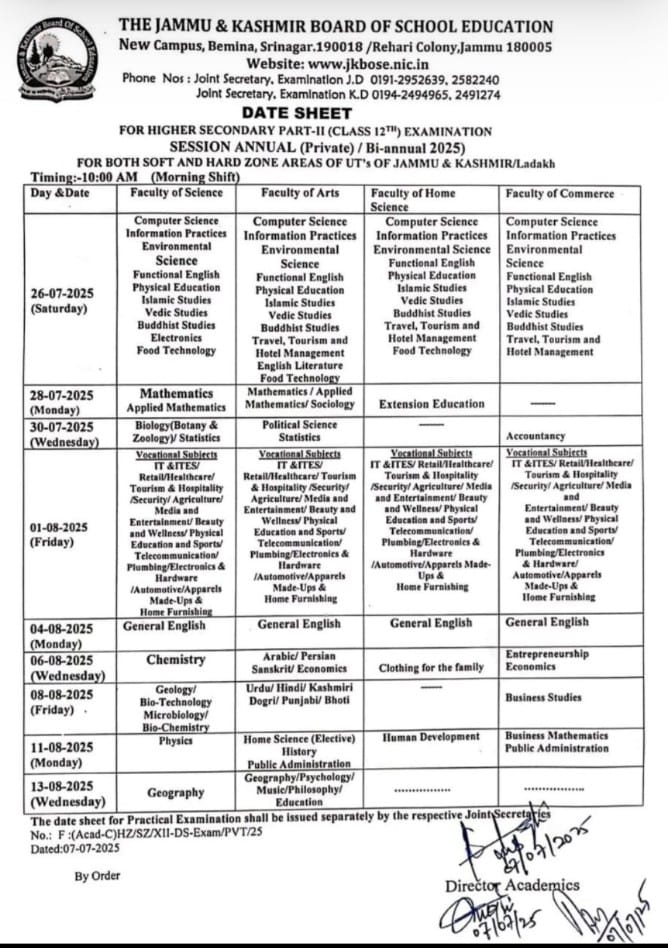 Daily Asian Mail (@dailyasianmail) on Twitter photo #JKBOSE
Class 12th Private/Bi-Annual Date Sheet (2025)
<a href="/Office_JKBoSE/">Office of J&K Board of School Education(JKBoSE)</a> #JKBOSE
Class 12th Private/Bi-Annual Date Sheet (2025)
<a href="/Office_JKBoSE/">Office of J&K Board of School Education(JKBoSE)</a>