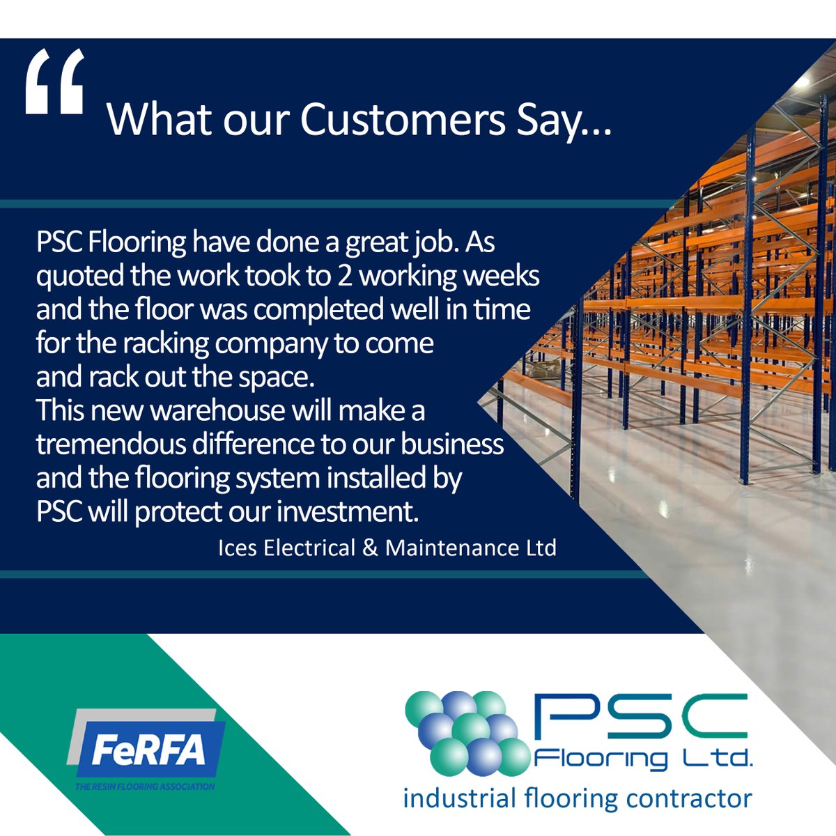 Its great to get positive reviews- This customer was extremely pleased with 2548 sqm 8mm cementitious screed &amp;epoxy resin coating system we installed. If you have an Warehousing or Distribution Centre flooring project call us 01562702047
rb.gy/u3bc18 #Warehousing