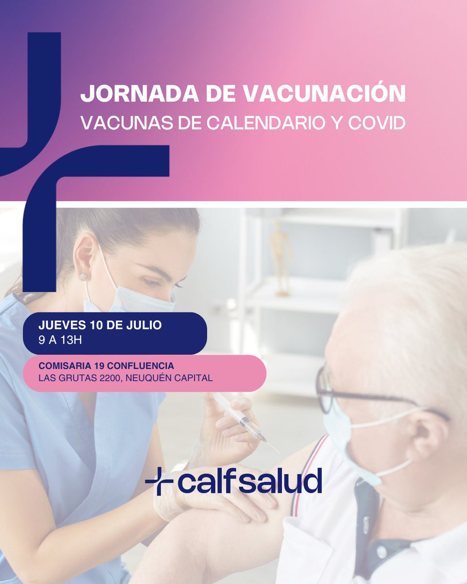 💉Jornadas de Vacunación de esta semana:

🗓️ Martes 8 y jueves 10 de julio.
➡️ Deslizá para conocer dónde va a estar el vacunatorio móvil de Calf.

✨ No dejes pasar la oportunidad. Vacunarte es cuidarte y cuidar a los demás.

#Calf #Salud #Vacunación #Vacunas #COVID