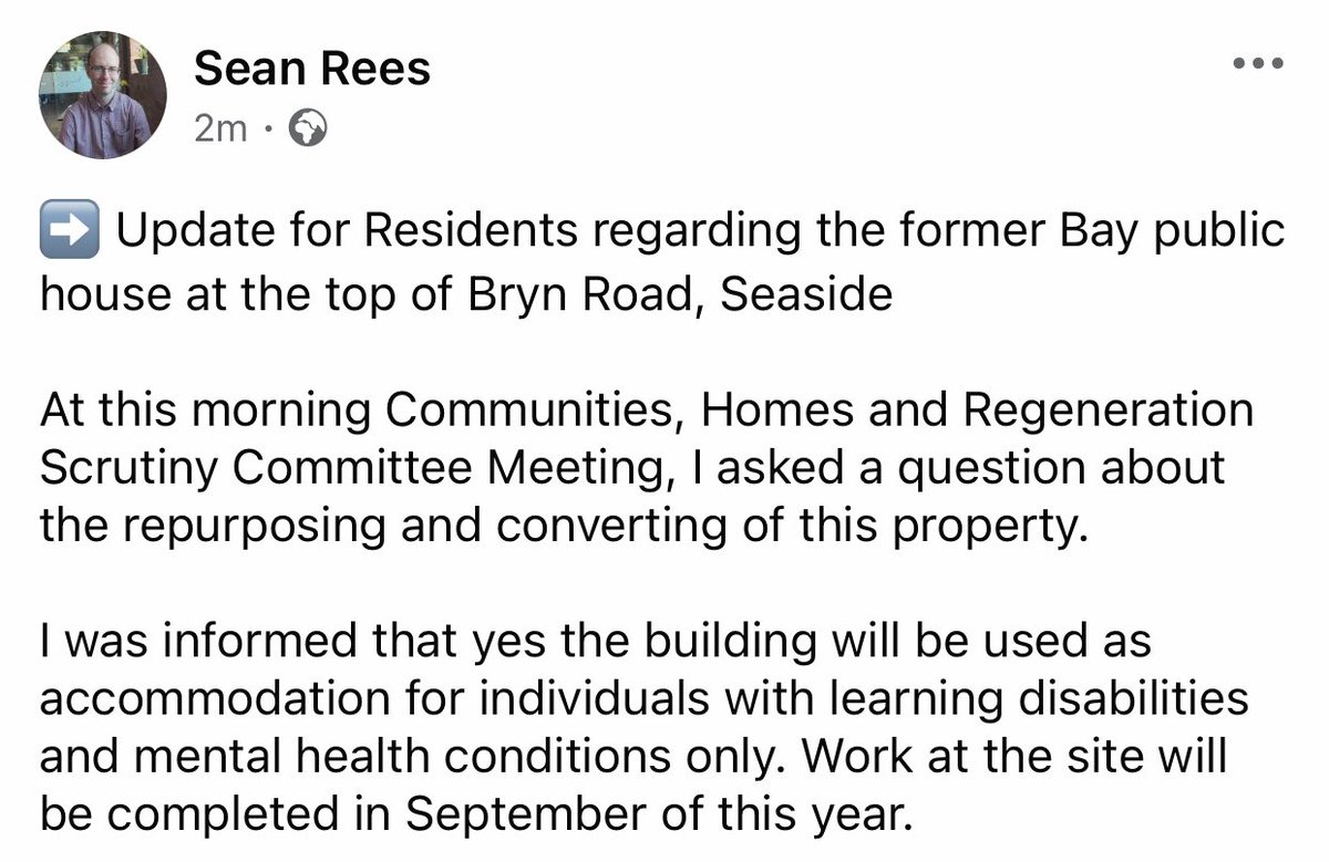 Update for Residents regarding the former Bay public house at top of Bryn Road, Seaside… #Glanymor