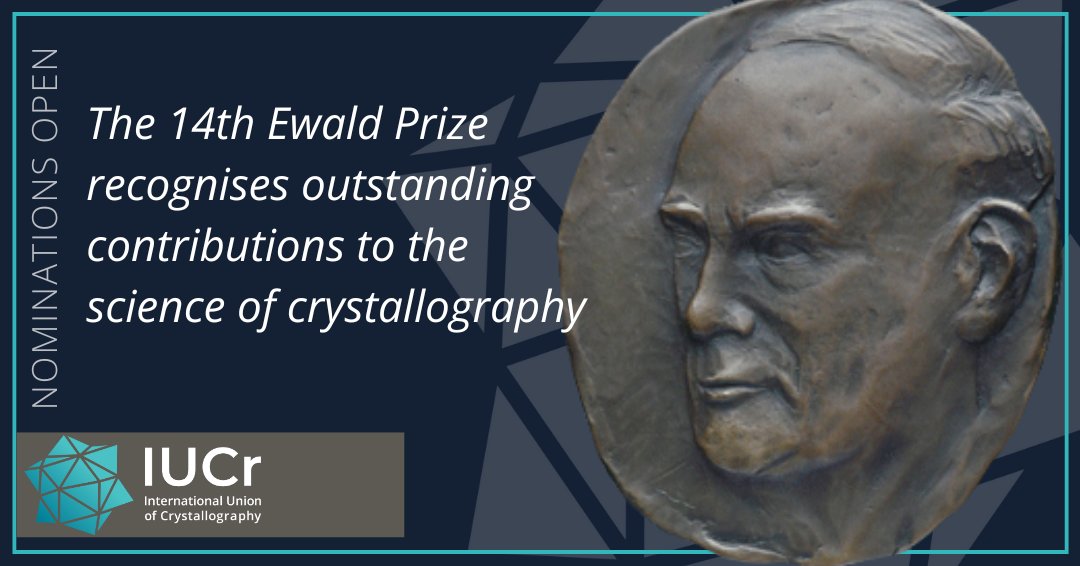 Awarded every three years, the Ewald Prize includes a medal, certificate and financial award. The 2026 Prize will be presented at the Congress in Calgary, Canada, in August 2026

Deadline: 30/11/2025
Details: iucr.org/iucr/ewald-pri…