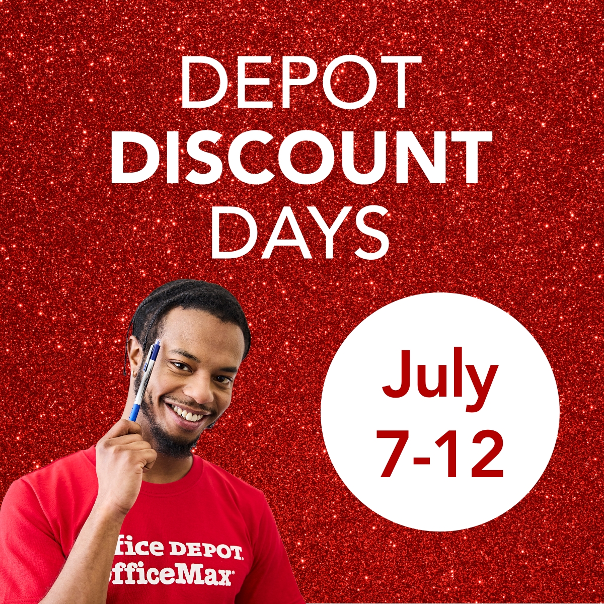 Depot Discount Days are here! Now until 7/12/25, shop incredible deals on select furniture, tech, supplies and more! Stock up your shelves, set up your space and save BIG in all stores and at bit.ly/47WnWMj.