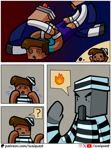 ScaiQuest's tweet image. 🥳New comic: "The string farmer"! A heinous crime overshadowed by a gruesome one!😱

👀Join us on Patreon (patreon.com/scaiquest) for early &amp;amp; behind-the-scenes access, HD art.

#minecraft #minecraftcomic #minecraftart #comicstrip #webcomic #minecraftmemes
