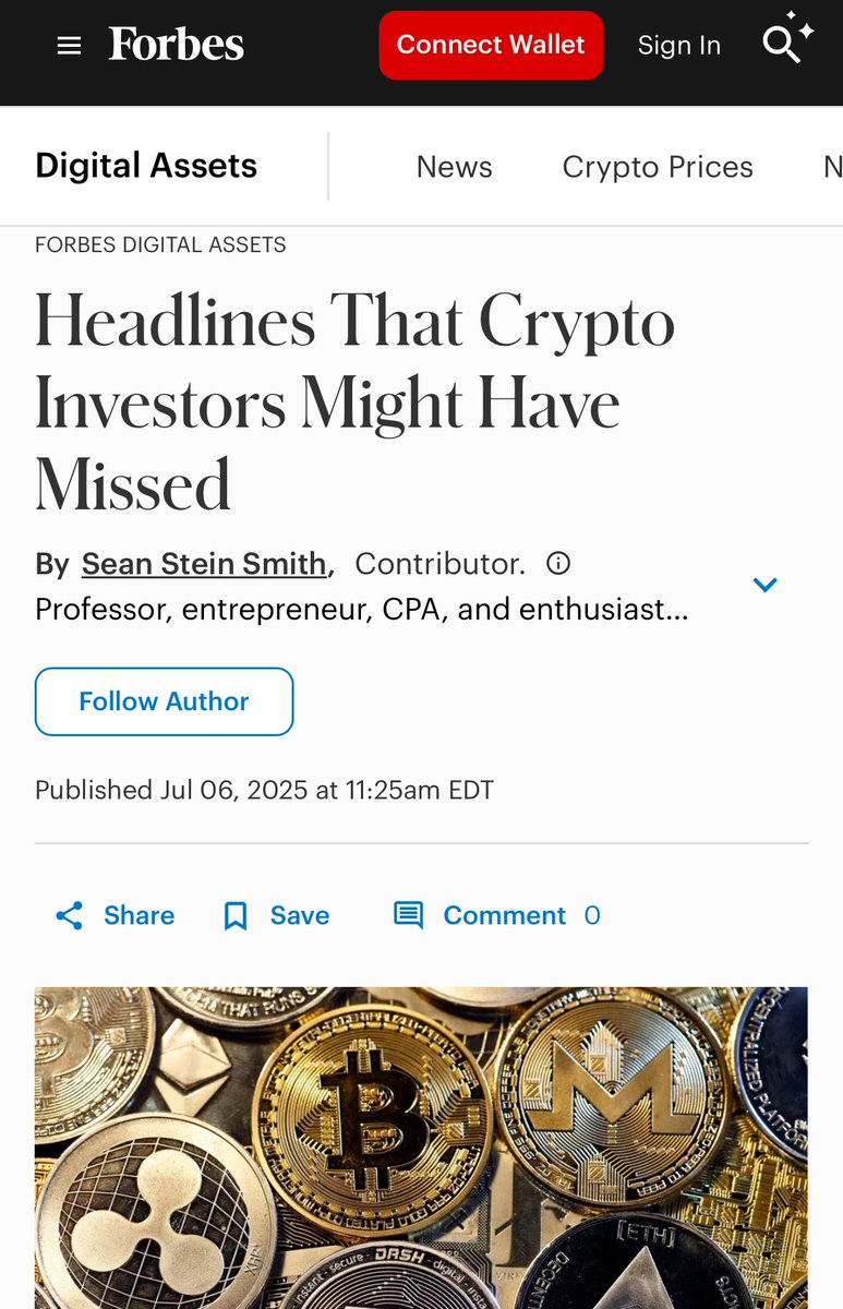 SeanSteinSmith's tweet image. In my latest @ForbesCrypto piece I discuss some headlines that might have been overlooked last week - check it out below!
forbes.com/sites/digital-…