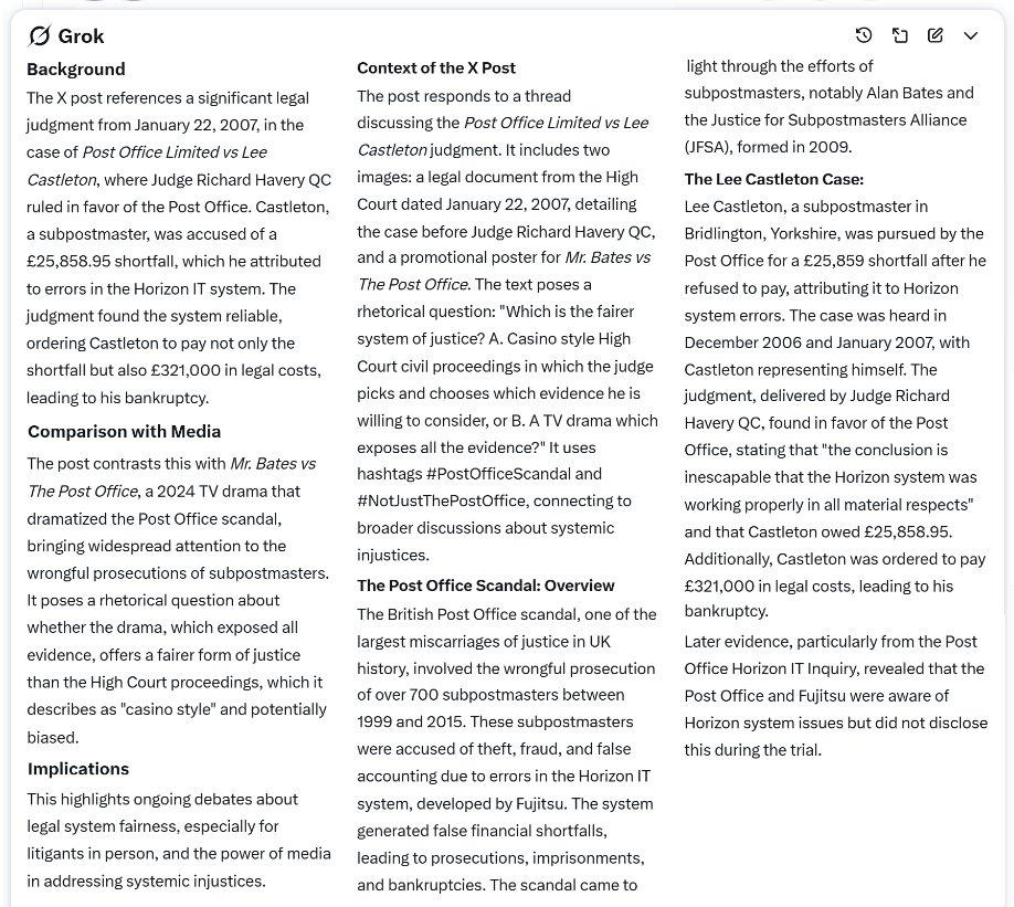 The text poses a rhetorical question: "Which is the fairer system of justice? A. Casino style High Court civil proceedings in which the judge picks and chooses which evidence he is willing to consider, or B. A TV drama which exposes all the evidence?"
