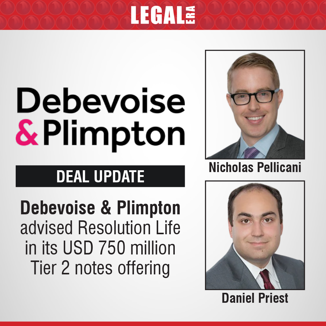 LegalEraGlobal's tweet image. Debevoise &amp;amp; Plimpton Advised Resolution Life In Its USD 750 Million Tier 2 Notes Offering

Link to read full News:legaleraonline.com/global-deals/d…

#debevoise #resolutionlife #tier2notes #capitalmarkets #usd750million #insurance