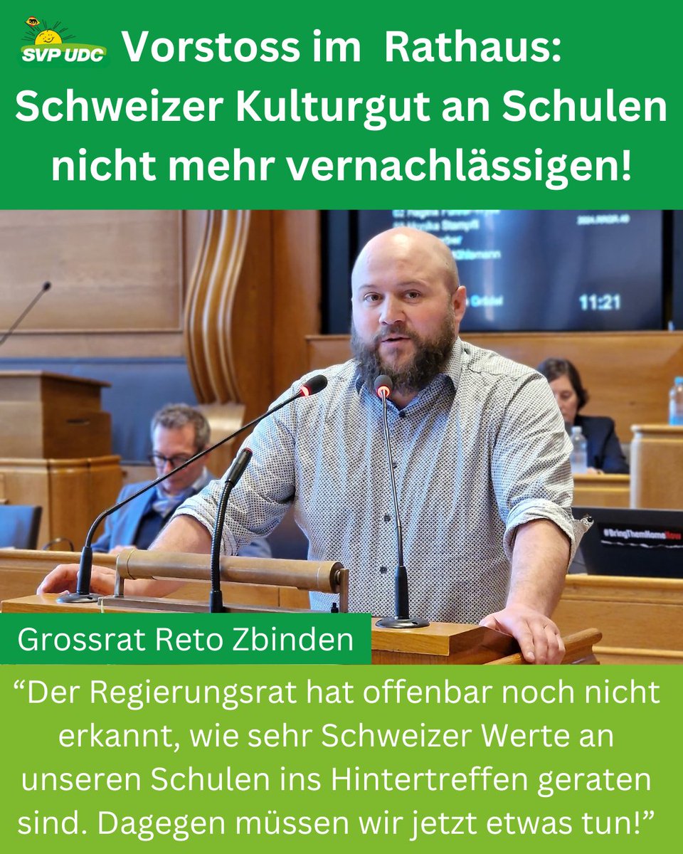 SVP BErnstark (@bernstark) on Twitter photo Echt jetzt? Wir fragen die zuständige Regierungsrätin nach Schweizer Werten an unseren Schulen und geantwortet wird, das sei alles mit dem Lehrplan und Kulturgutscheinen abgedeckt?
<a href="/srfnews/">SRF News</a> <a href="/plattformj_ch/">Plattform J</a> <a href="/nau_live/">Nau.ch</a> <a href="/BernerZeitung/">Berner Zeitung</a> <a href="/bielertagblatt/">Bieler Tagblatt</a> <a href="/NZZaS/">NZZ am Sonntag</a>
rr.be.ch/de/start/besch… Echt jetzt? Wir fragen die zuständige Regierungsrätin nach Schweizer Werten an unseren Schulen und geantwortet wird, das sei alles mit dem Lehrplan und Kulturgutscheinen abgedeckt?
<a href="/srfnews/">SRF News</a> <a href="/plattformj_ch/">Plattform J</a> <a href="/nau_live/">Nau.ch</a> <a href="/BernerZeitung/">Berner Zeitung</a> <a href="/bielertagblatt/">Bieler Tagblatt</a> <a href="/NZZaS/">NZZ am Sonntag</a>
rr.be.ch/de/start/besch…