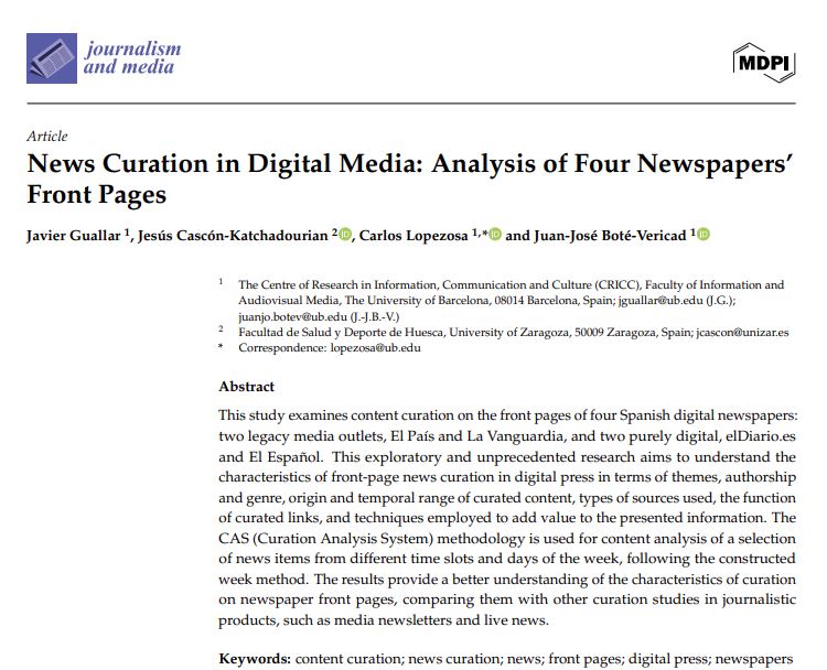 CUVICOM | Research project 📑 (@cuvicom) on Twitter photo 📣New Publication #CUVICOM
«News Curation in Digital Media: Analysis of Four Newspapers’ Front Pages» by <a href="/jguallar/">Javier Guallar</a>, <a href="/jcasconkat/">Jesus Cascon</a>, <a href="/CarlosLopezosa/">Carlos Lopezosa</a> and <a href="/jjbotev/">Juanjo Boté | @jjbotev@ohai.social</a>
<a href="/JourMedia_MDPI/">Journalism and Media</a>: doi.org/10.3390/journa… 📣New Publication #CUVICOM
«News Curation in Digital Media: Analysis of Four Newspapers’ Front Pages» by <a href="/jguallar/">Javier Guallar</a>, <a href="/jcasconkat/">Jesus Cascon</a>, <a href="/CarlosLopezosa/">Carlos Lopezosa</a> and <a href="/jjbotev/">Juanjo Boté | @jjbotev@ohai.social</a>
<a href="/JourMedia_MDPI/">Journalism and Media</a>: doi.org/10.3390/journa…