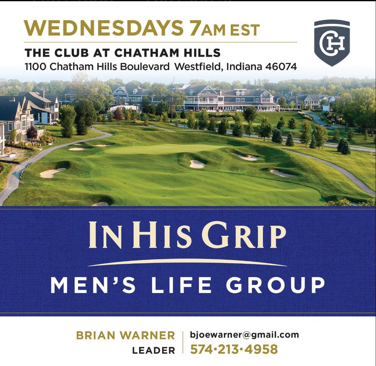 ATTENTION NORTH INDY!!!@InHisGripGolf LIFE GROUP COMING YOUR WAY

Be sure to reach out to Brian as our Launch Date is Wednesday July 23rd at Chatham Hills at 7AM EST.