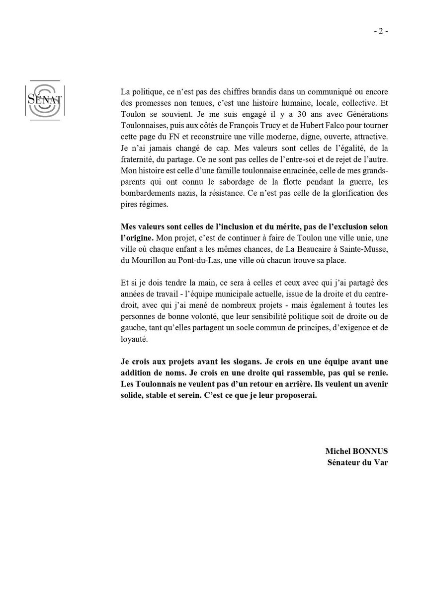 « 𝗣𝗼𝘂𝗿 𝗧𝗼𝘂𝗹𝗼𝗻, 𝗷𝗲 𝗰𝗵𝗼𝗶𝘀𝗶𝘀 𝗹𝗮 𝗰𝗼𝗵𝗲́𝗿𝗲𝗻𝗰𝗲 𝗲𝘁 𝗹𝗮 𝗹𝗼𝘆𝗮𝘂𝘁𝗲́ : 𝗿𝗮𝘀𝘀𝗲𝗺𝗯𝗹𝗲𝗿, 𝗰𝗲 𝗻’𝗲𝘀𝘁 𝗽𝗮𝘀 𝘀𝗲 𝗿𝗲𝗻𝗶𝗲𝗿. »

🗞️ CP en réponse à Laure Lavalette, candidate du RN, sur l’union des droites pour les municipales 2026 à Toulon.