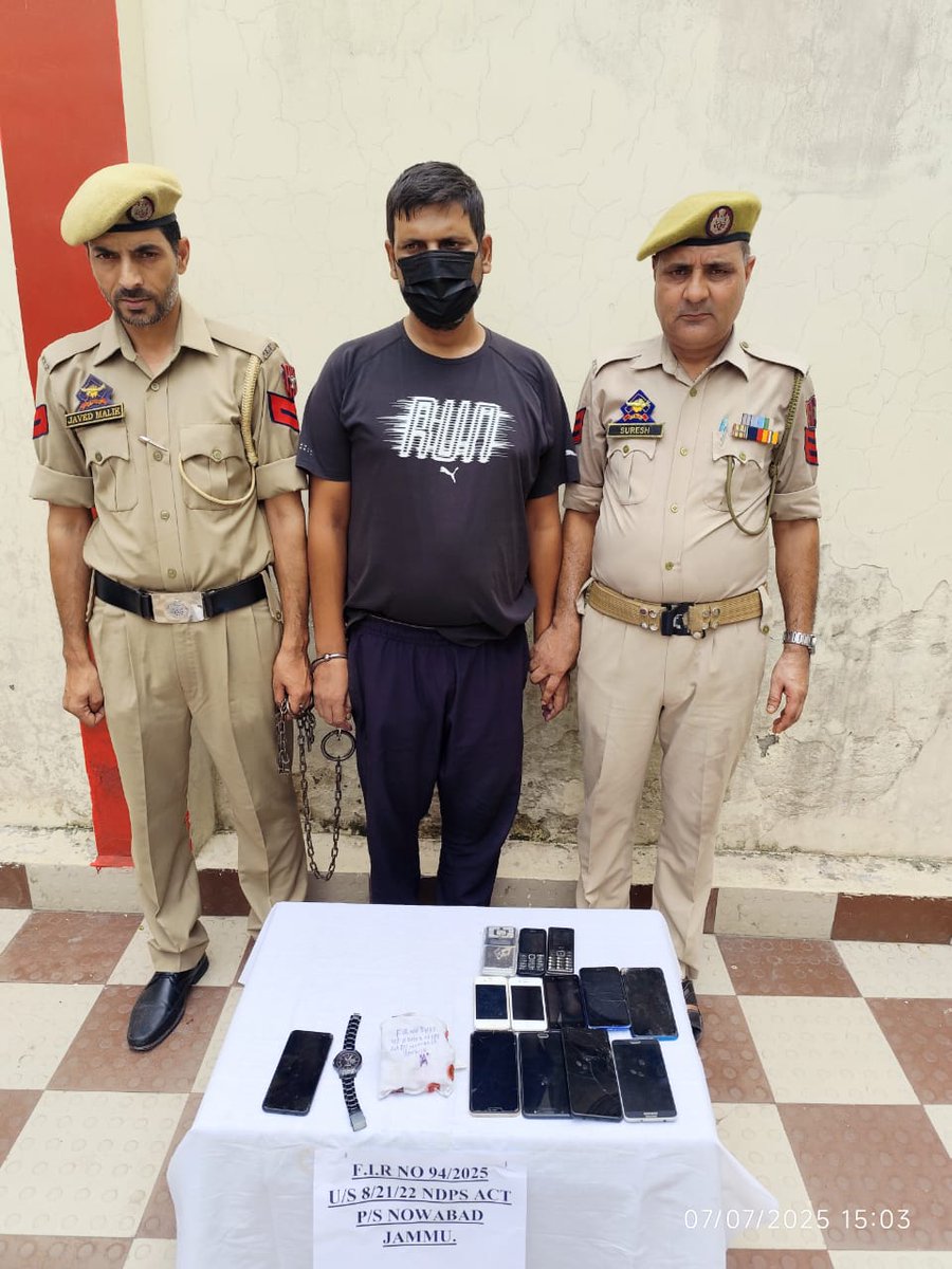 PS Nowabad nabbed notorious drug peddler Rubel Sharma @ Chinko near Kamla Palace, recovering 8.86 grams heroin-like substance, 11 mobile phones, and a weighing scale. FIR registered; accused remanded. Investigation continues under Operation Sanjeevani to dismantle drug network.