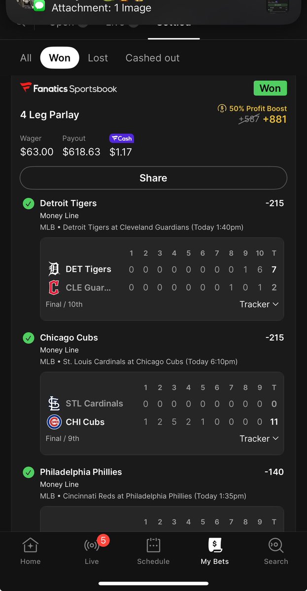 slattyslips's tweet photo. A few cashes from yesterday, I crack MLB DAILY #gamblingX #mlbparlay https://t.co/RaGZNt6FLR