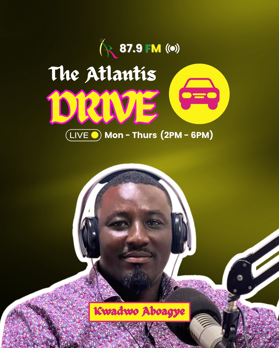 ATLANTISFM879's tweet image. It’s the Atlantis Drive with Kwadwo Aboagye on Atlantis Radio 87.9 FM — where the vibes stay high and the music stays classic. Don’t miss out. Follow the link in bio to listen live!
.
.
.
 #AtlantisDrive #KojoAboagye #DriveTimeVibes #AtlantisRadio
