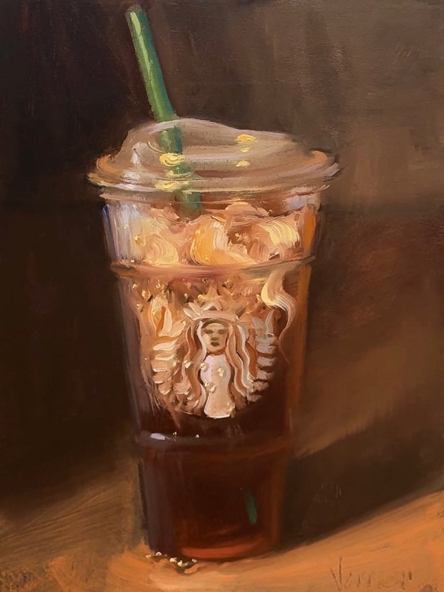 My oil painting of Starbucks Iced Coffee