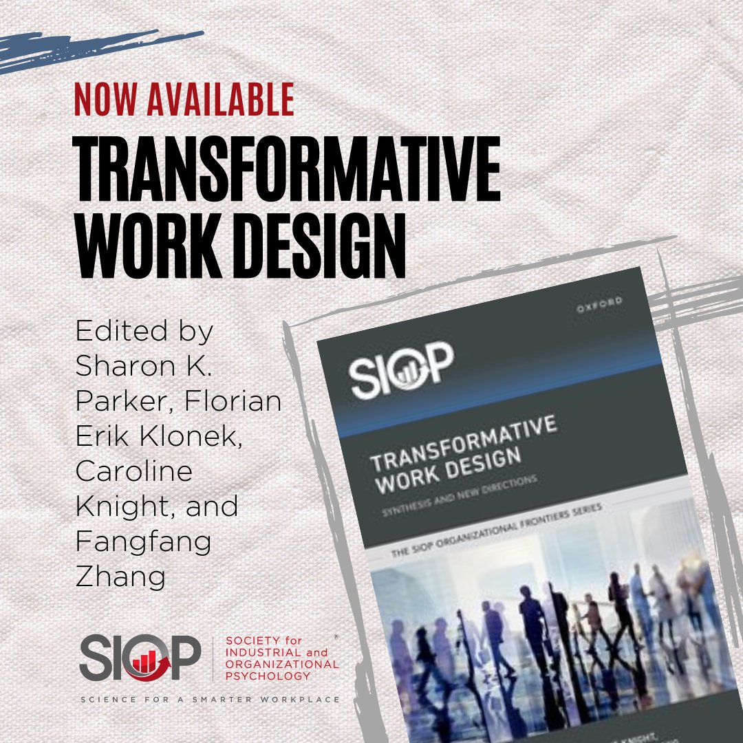 The latest book from the SIOP Organizational Frontiers Book Series examines how to create healthy, meaningful, and productive work in the face of major contemporary changes.

Learn more: tinyurl.com/bde44z6h

#IOPsych #SIOPSmarterWorkplace