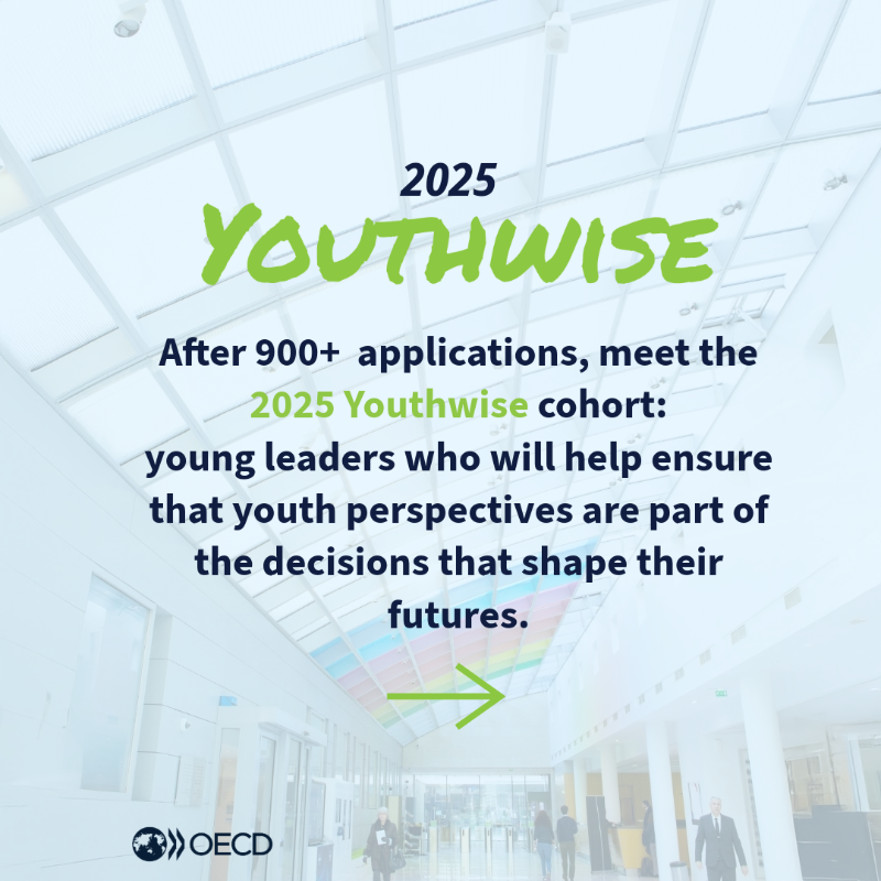 OECD's tweet photo. Young people are shaping policy.

Meet the new #Youthwise cohort bringing fresh perspectives on AI, climate, education and more to the OECD’s work ➡️ https://t.co/BLaB2tLDb5