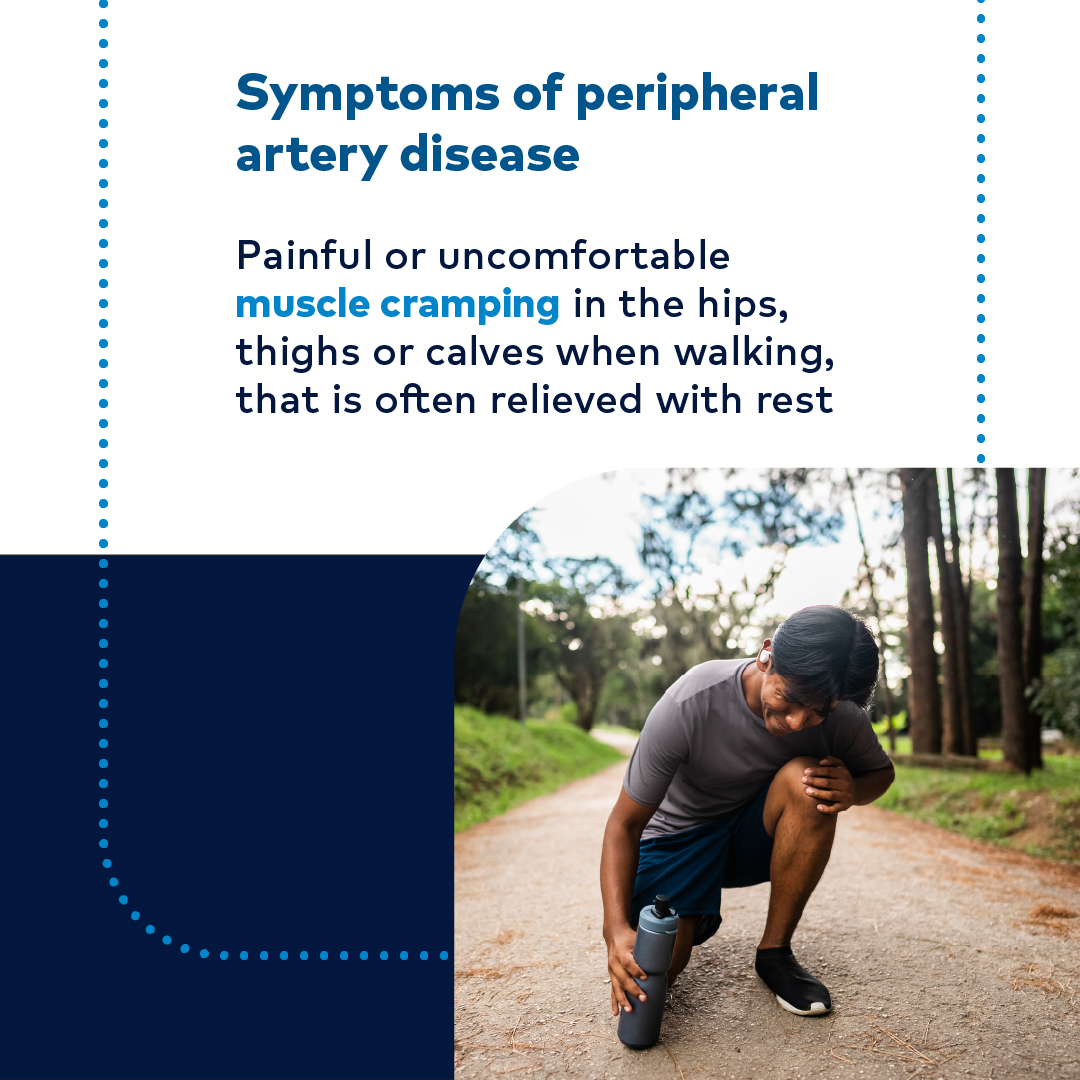 Knowing the symptoms of #PeripheralArteryDisease (PAD) can lead to timely intervention and better health. Learn more – including PAD risk factors – from the American Heart Association: bit.ly/3TWudBl. 

#ImproveMoreLives
