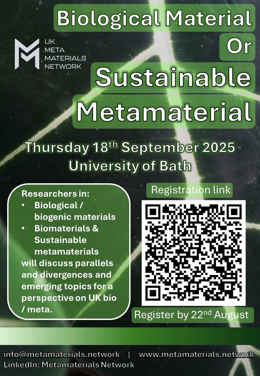 MetamaterialsUK's tweet image. The UKMMN&apos;s upcoming events cover Sustainability, Health, Space &amp;amp; Aviation, and training for early careers staff in academic and industry posts.

 linkedin.com/posts/metamate…