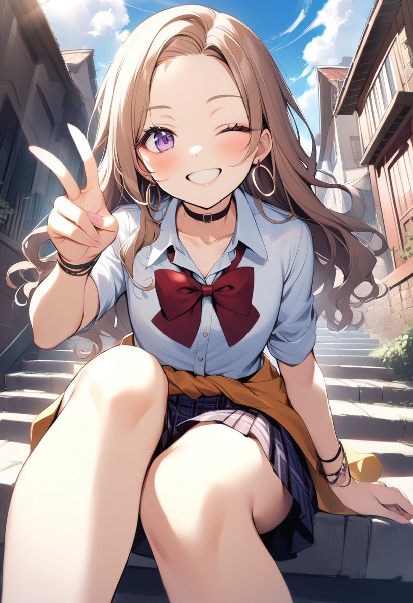 #AISummerEvent #AIイラスト︎ 
イベントに参加させて頂きます✨

最終日はもとさん(<a href="/moto_ai_ShiSui/">もと@AIアイドルユニットShi-Sui</a> )
担当の「夏のギャル」という事で、
いろんなうちの子のプロンプトを
混ぜ混ぜしてギャルっぽくしてみました✨

ホントはひまわりもプロンプトに
あったんですが、