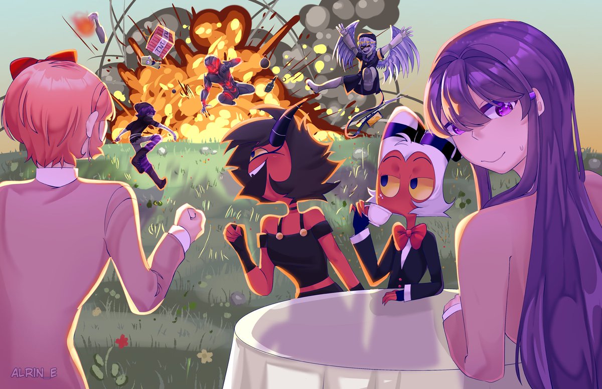 alrin_e's tweet image. [ COMMISSION ]

By: @Mario_m8s 
I really loved doing this! : ]
#DDLC #HelluvaBoss
