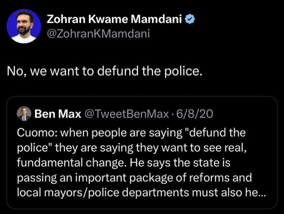 Politifact: “There’s no evidence Zohran Mamdani wants to defund the police. We rate the claim as false.”