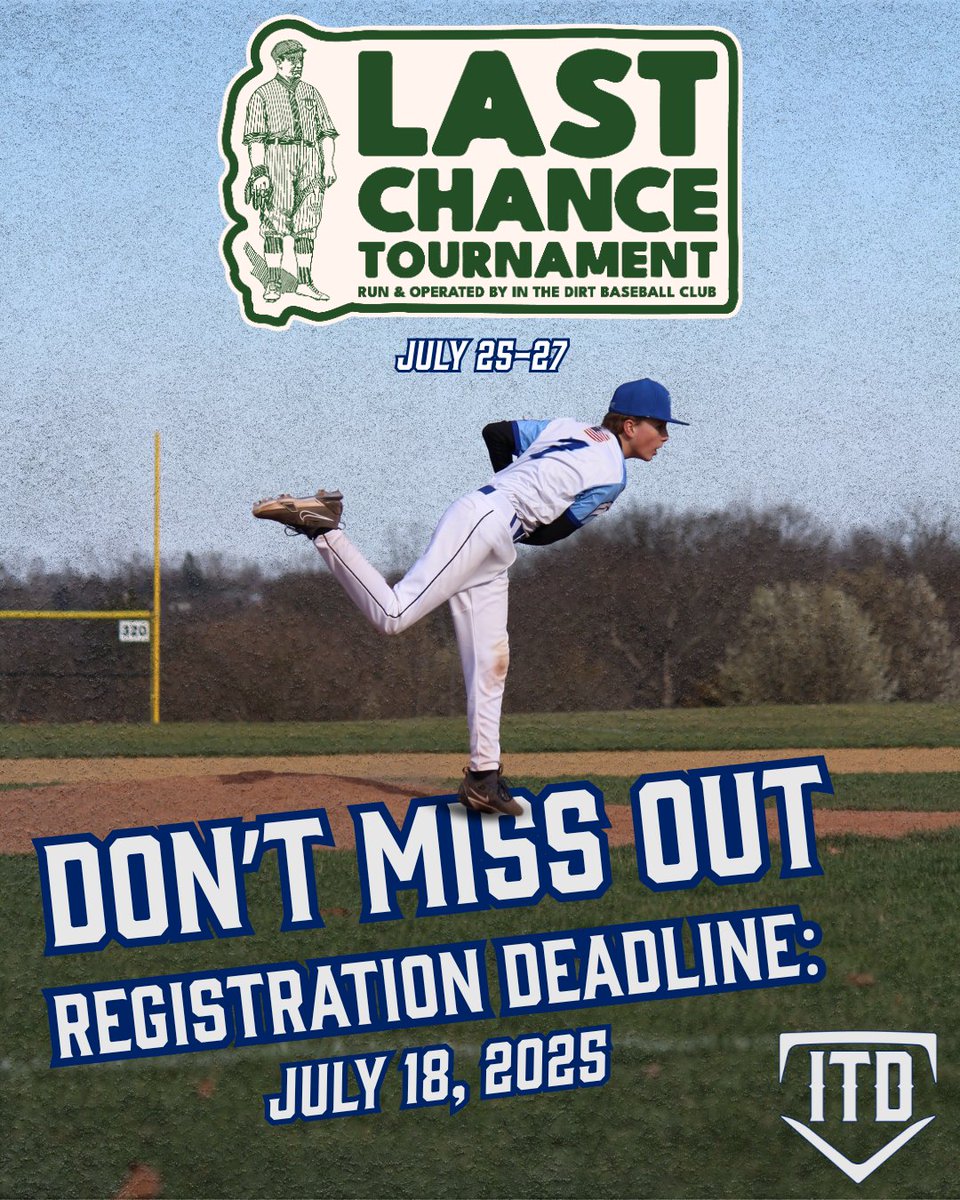 InTheDirtBaseball (@itd_baseball) on Twitter photo The registration deadline for the Last Chance Tournament is getting closer every day, get your team in before it's too late! Spots are filling quickly. teamsnap.pulse.ly/xdos8ipl3g
#Inthedirtbaseball #inthedirt #baseball #travelbaseball #marylandbaseball The registration deadline for the Last Chance Tournament is getting closer every day, get your team in before it's too late! Spots are filling quickly. teamsnap.pulse.ly/xdos8ipl3g
#Inthedirtbaseball #inthedirt #baseball #travelbaseball #marylandbaseball