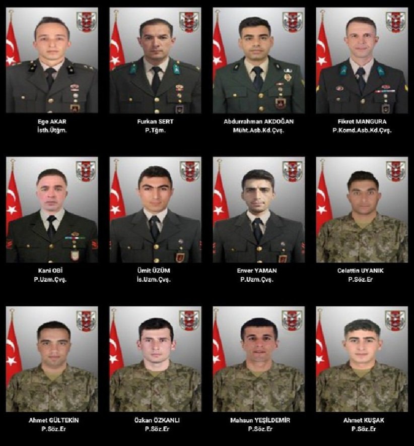 12 canımızın hayatı karardı
Yüreğimize ateş düştü

Ne söylesek boş ne desek anlsmsız
Teröre de terörist sevicilere de lanet olsun
Hala barış havucuna inananlara ise Allah vicdan ve basiret versin

Çok üzgünüm
 Rabbim acılı ailelere dayanma gücü versin
#şehidinvarTürkiye