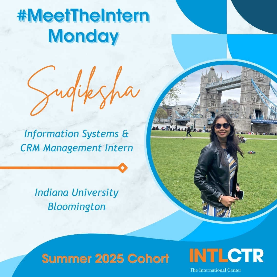 INTLCTR's tweet image. On this #MeetTheInternMonday, join us in welcoming Sudiksha Tibrewala! She is a rising junior @IndianaUniv!
Click to read about why she chose The #INTLCTR and her bucket list travel destination!