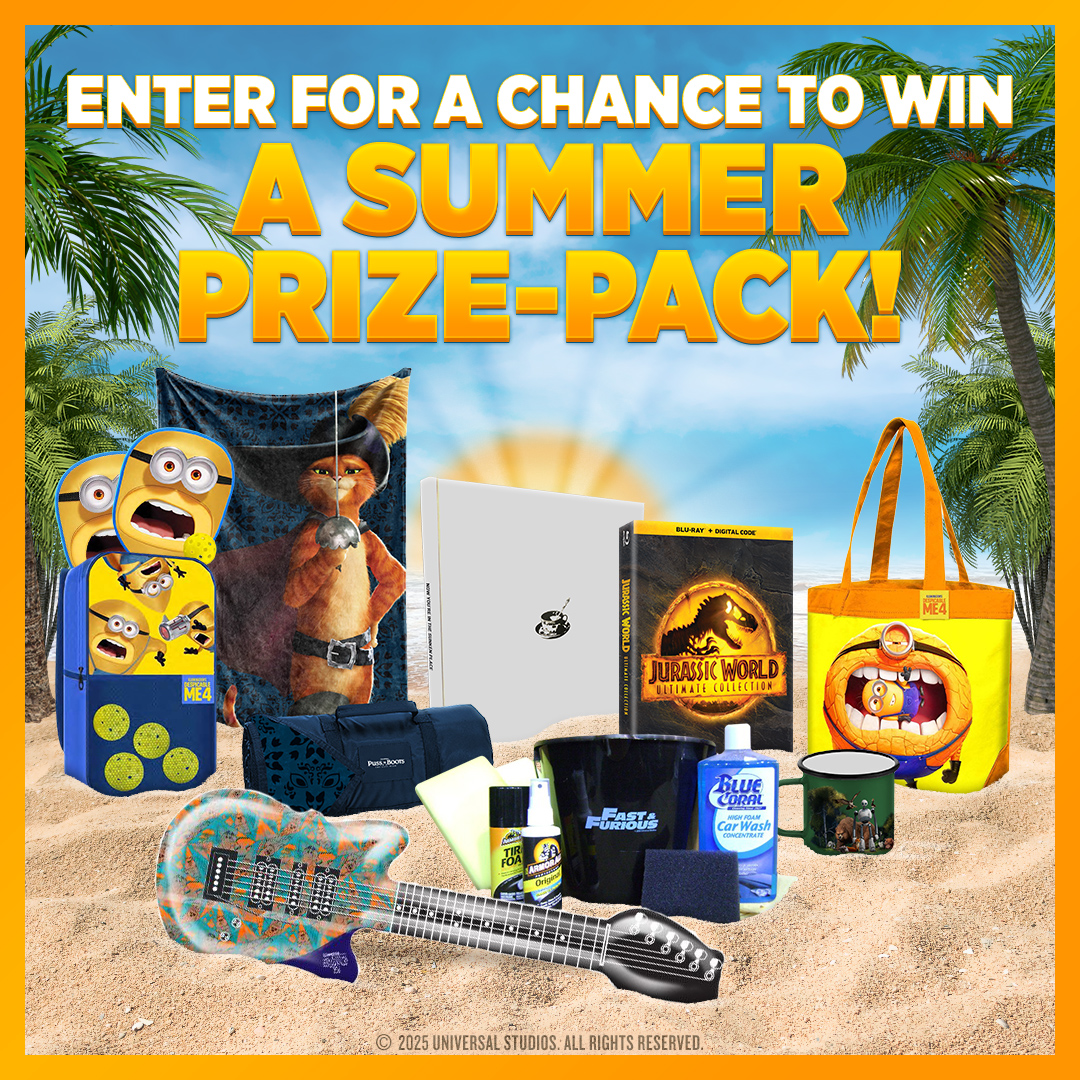 Summer is heating up! ☀️ Enter for your chance to win exclusive swag from your favorite movies!
 
Legal for X only: NO PURCH NEC. Open to 50 US or DC, 18+. Ends 7/19/25. Void where prohib. Odds/Rules: uni.pictures/SummerSweepsRu….